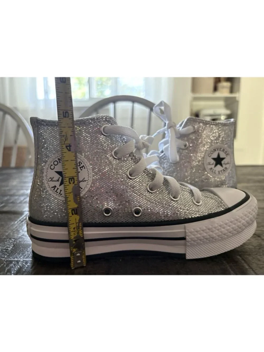 Converse Glitter Chuck Taylor All Star Youth Size 13 Platform Heel